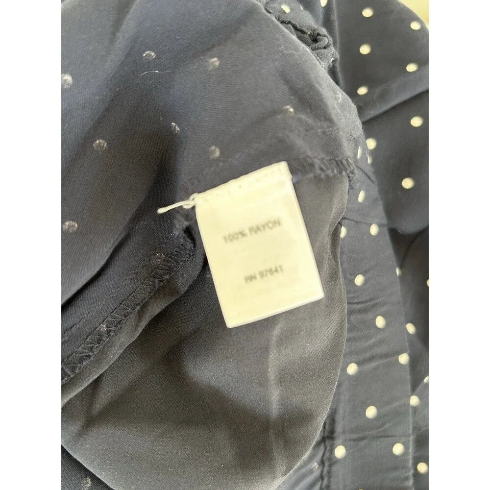 J.Jill Pants Size XL Navy Blue White Polka Dots Elastic Waist Wide Leg Nautical - Picture 7 of 8